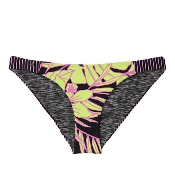 Maaji Reversible Neon Floral Stripe Bikini Bottoms - Picture 3 of 7